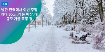 남한 전역에서 이번 주말 최대 30cm의 눈 예상: 대규모 겨울 폭풍 경