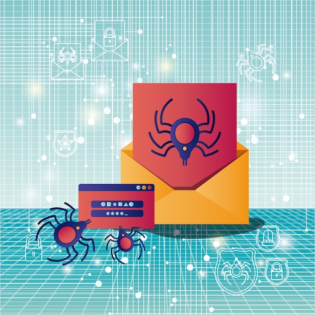 A graphical representation of a neural network identifying and isolating malware code within a stream of data. The malware is highlighted in red, and the network is shown as a web of interconnected nodes, indicating the analysis and threat detection process.