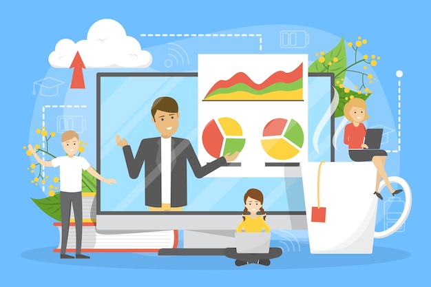 A teacher using an AI-powered dashboard to analyze students' learning progress and customize lesson plans, highlighting the personalized education approach