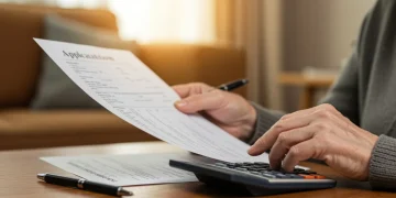 Hombre mayor revisando documentos sobre el subsidio para mayores de 52 años