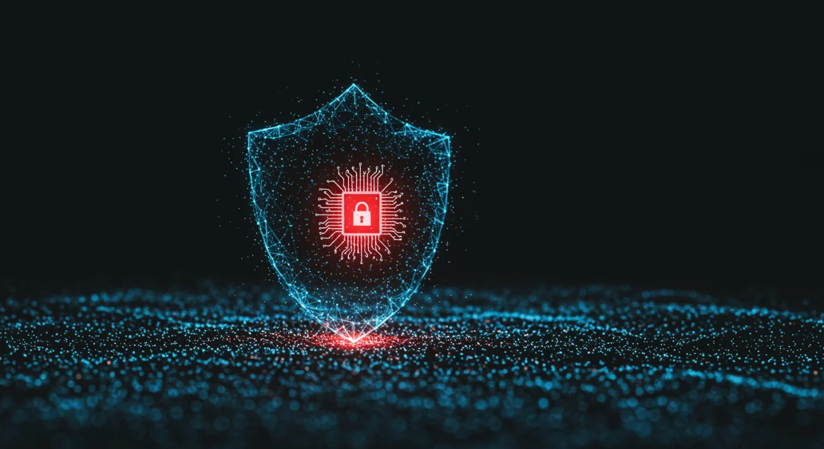 AI-driven cyber attacks and defenses, showing machine learning algorithms analyzing and countering sophisticated digital threats.