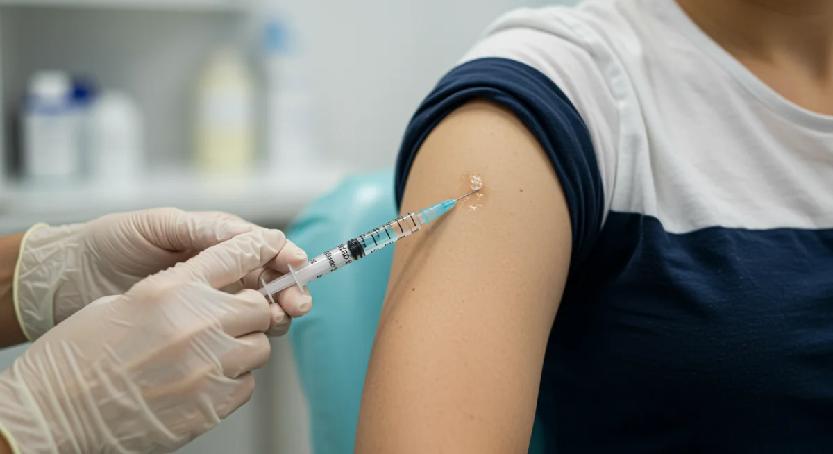 Patient receiving allergy immunotherapy injection for long-term relief