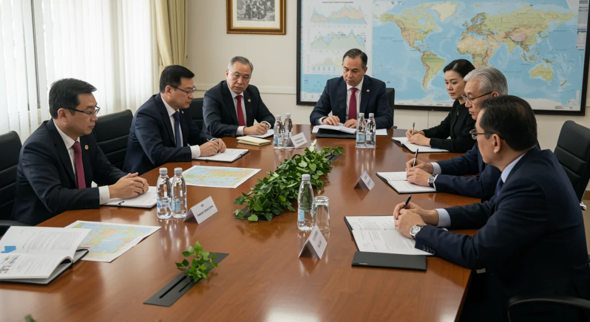 International diplomats discussing evolving global power dynamics