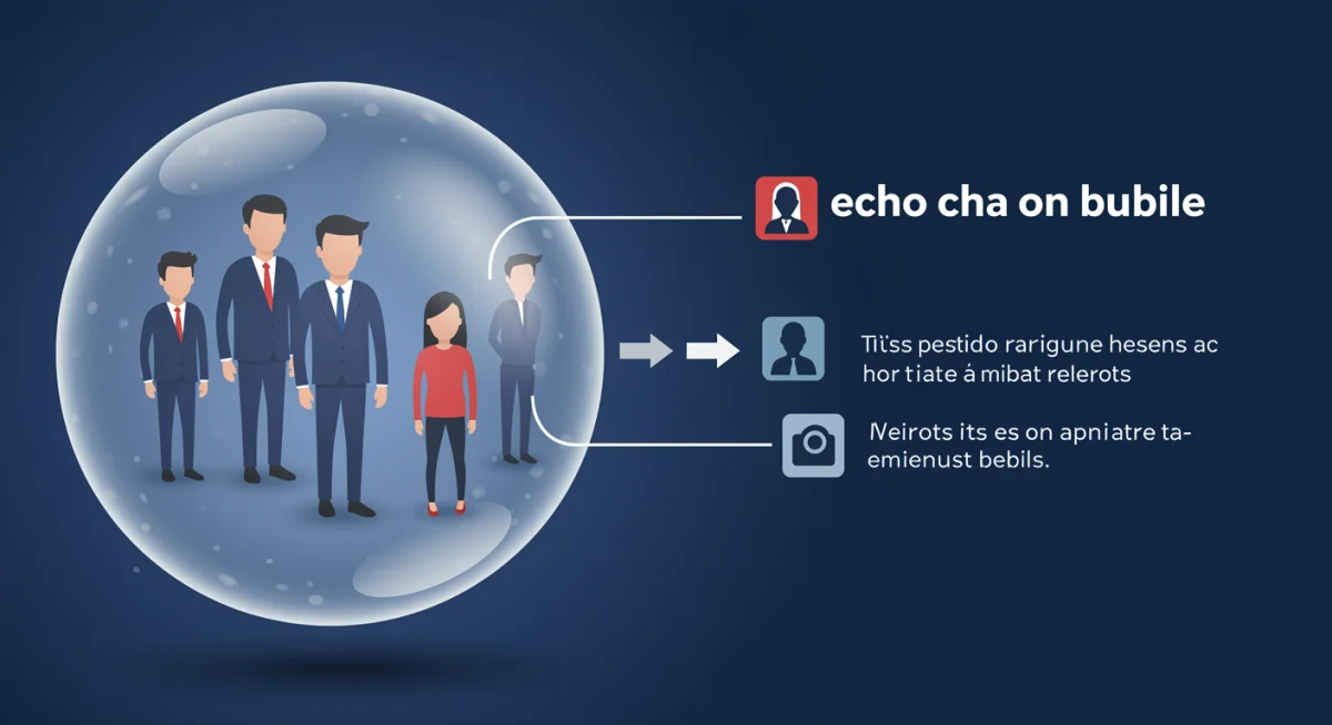 Illustration of an echo chamber on social media, showing like-minded individuals within a shared information bubble.