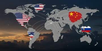 Global map with shifting alliances and national flags, symbolizing 2026 political realignment and its impact on U.S. national security.