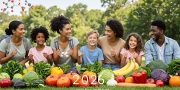Diverse family enjoying outdoor activities with healthy food, symbolizing strong immune systems.