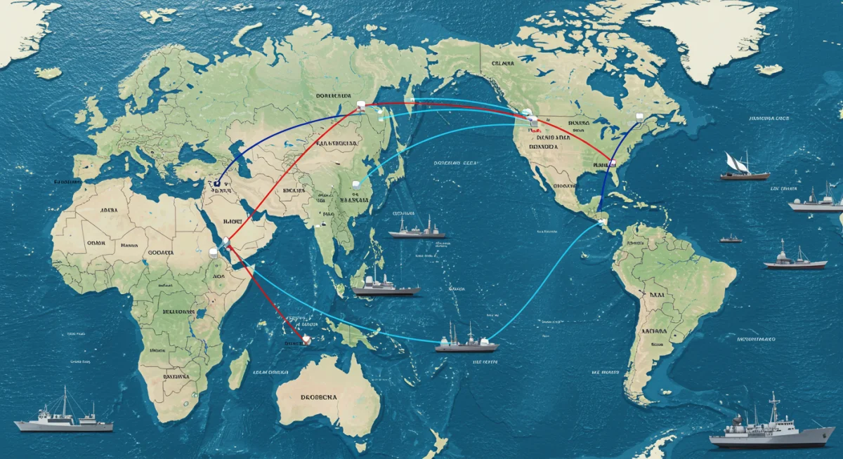 Indo-Pacific trade routes and naval activity, critical for global commerce.