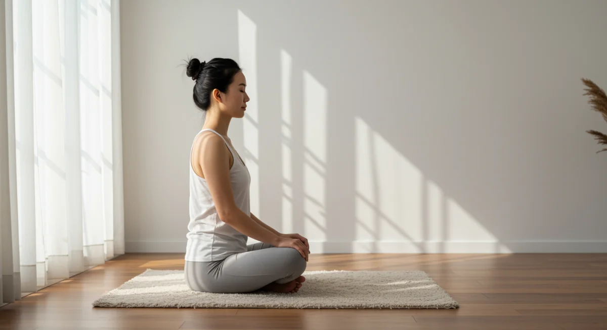 Person meditating for mental well-being and stress reduction.