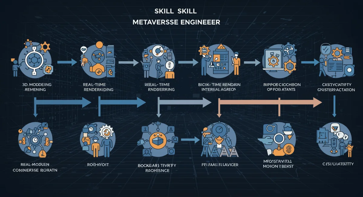 Infographic detailing essential skills for metaverse software engineers