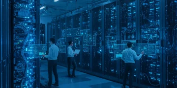 Engineers monitoring MLOps dashboards for faster software deployment