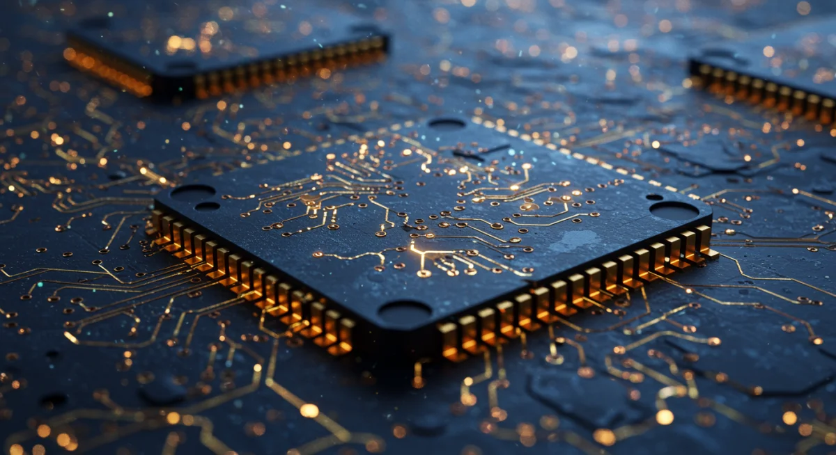 Close-up of a sophisticated neuromorphic computing chip