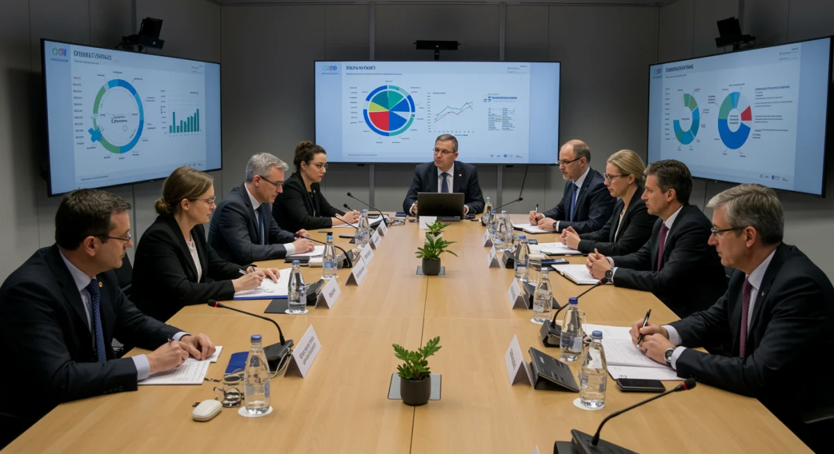 Policymakers discussing global energy policy and climate targets.