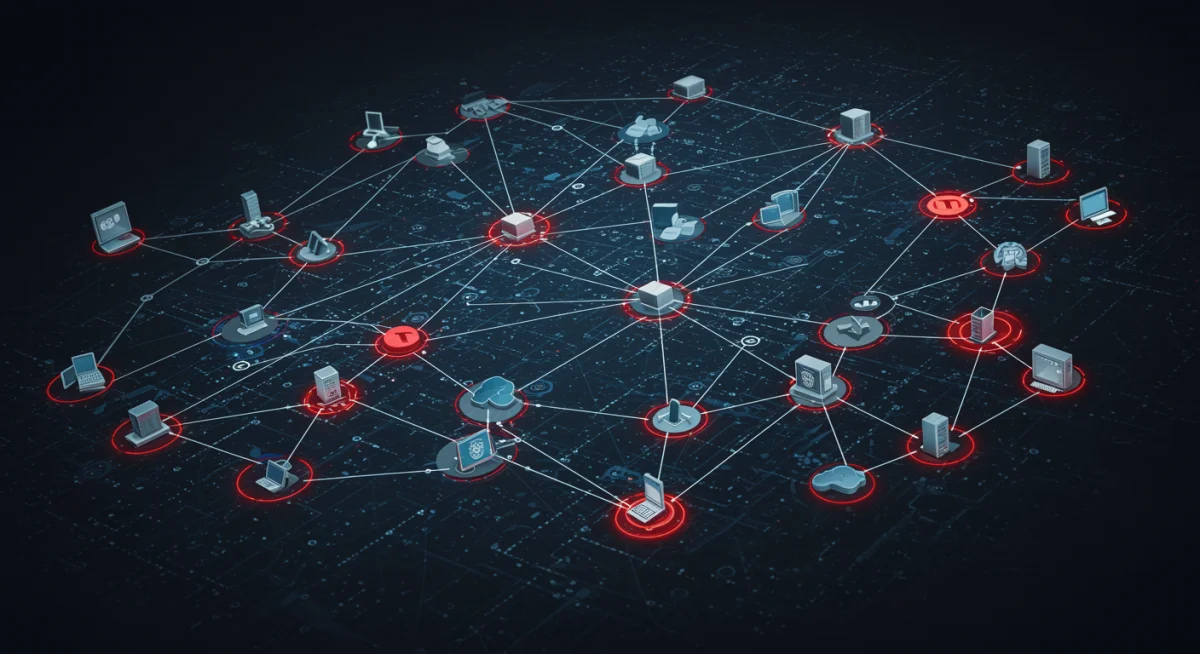 Sophisticated ransomware attack spreading through a corporate network.