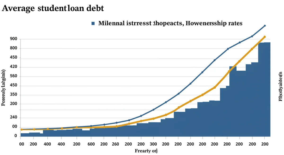 Graph illustrating the correlation between rising student debt and stagnant millennial homeownership.