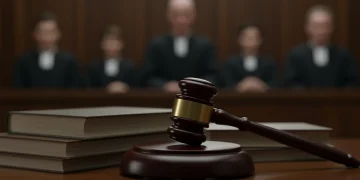 Gavel on law books, symbolizing Supreme Court power and decision impact.