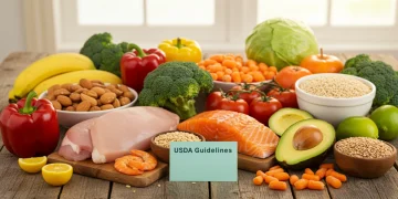 USDA Dietary Guidelines 2026: What Americans Need to Know for Optimal Health Colorful arrangement of fresh produce, whole grains, and lean proteins symbolizing healthy eating according to USDA guidelines.