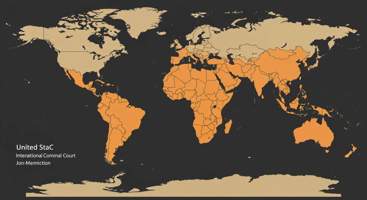 World map showing ICC member states and non-member states, including the US.