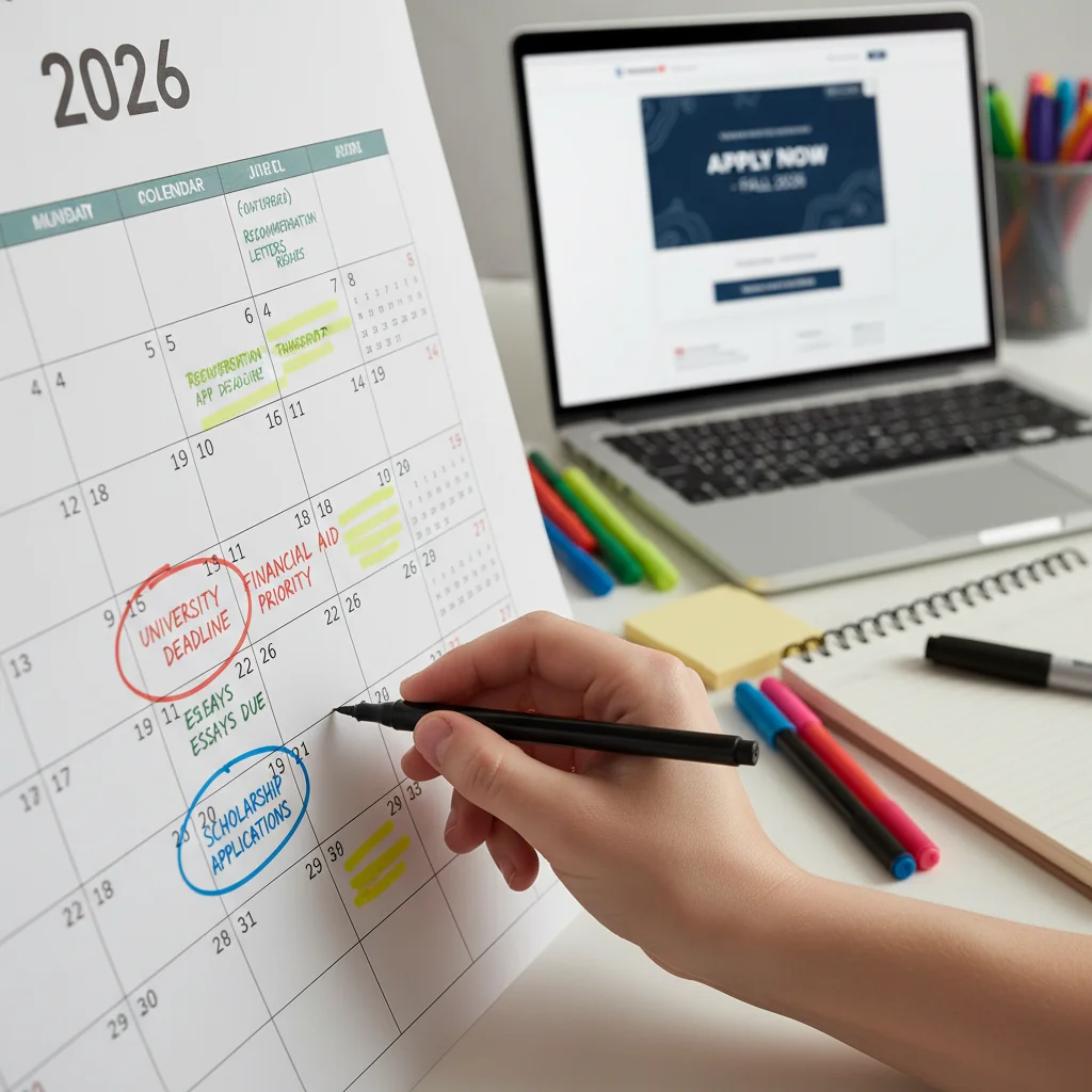 Organizing university enrollment 2026 deadlines on a calendar
