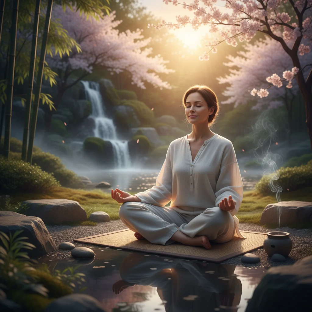 Person meditating for stress reduction.