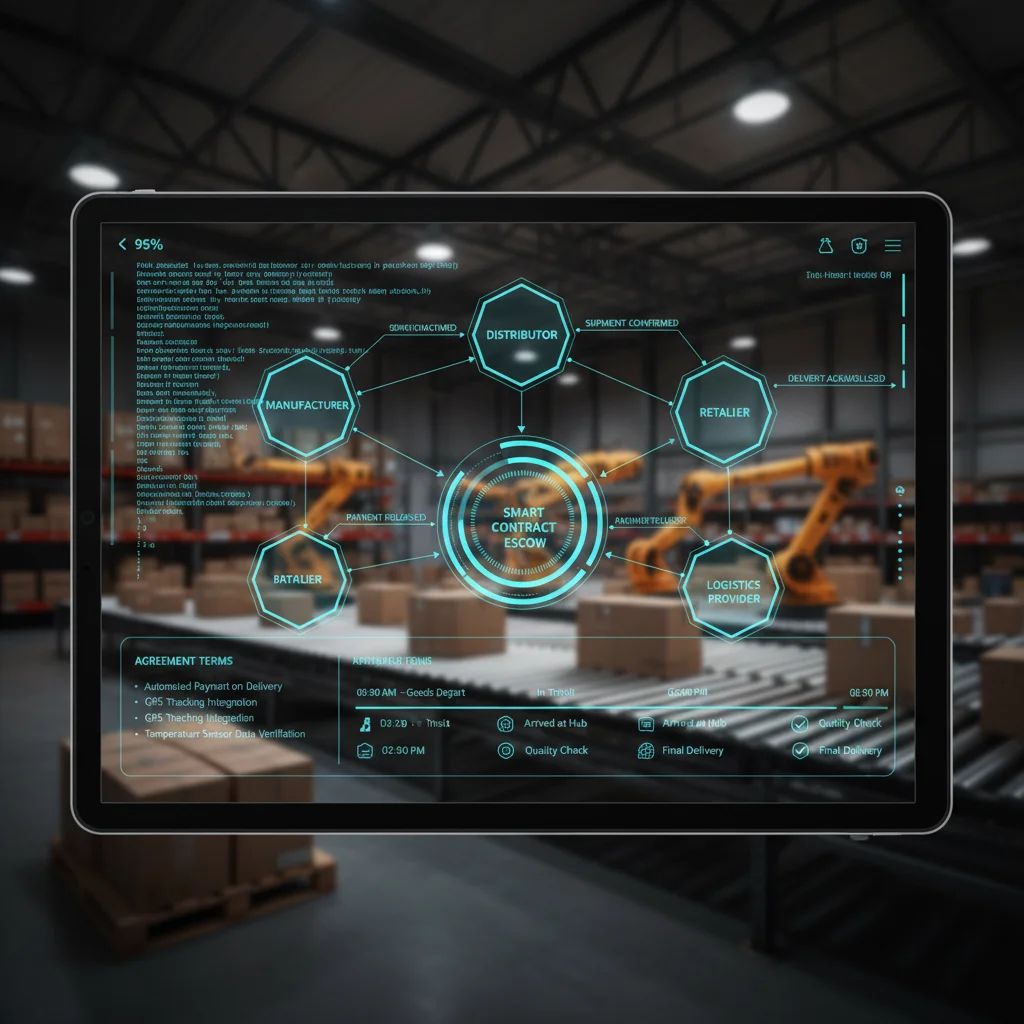 Smart contract interface automating agreements in a logistics setting