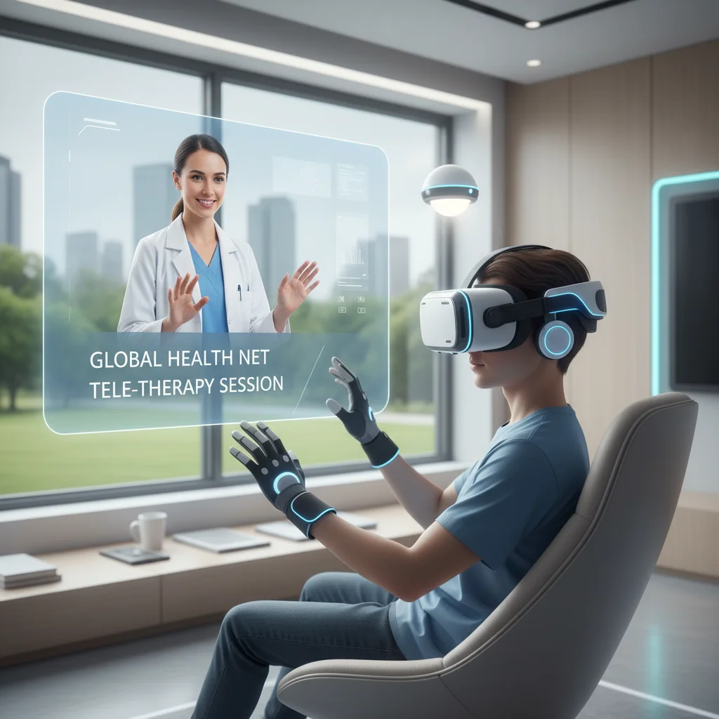 Patient using virtual reality for remote healthcare consultation