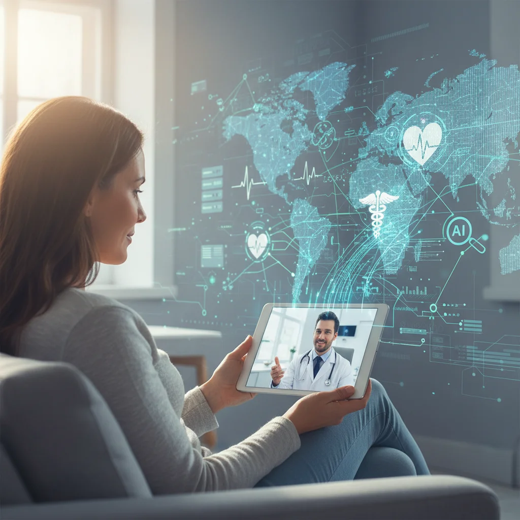 Patient using telehealth for virtual consultation, representing digital health innovation