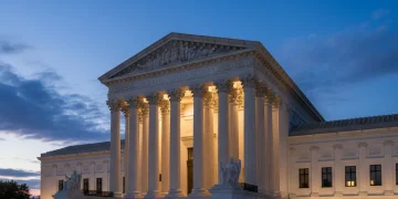Supreme Court Building at dusk, symbolizing legal authority and future impact