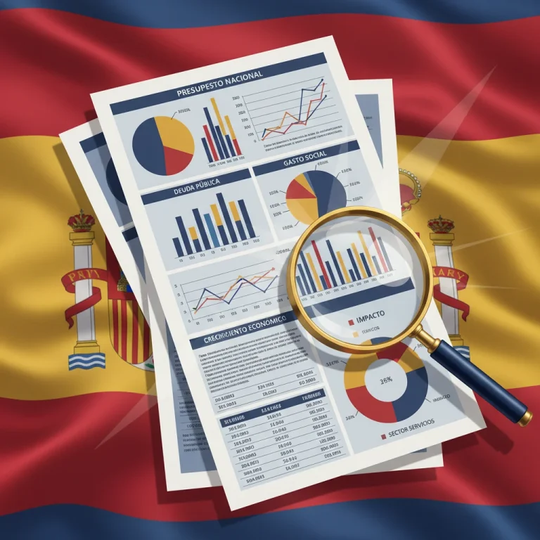 Análisis financiero del Presupuesto General de España 2026 con gráficos económicos.