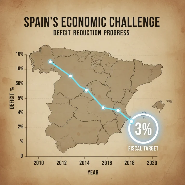 Gráfico de déficit fiscal de España con objetivo del 3% para 2026