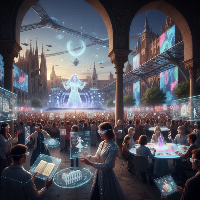 Futuro del ocio cultural en España 2026: personas disfrutando de experiencias inmersivas y digitales.