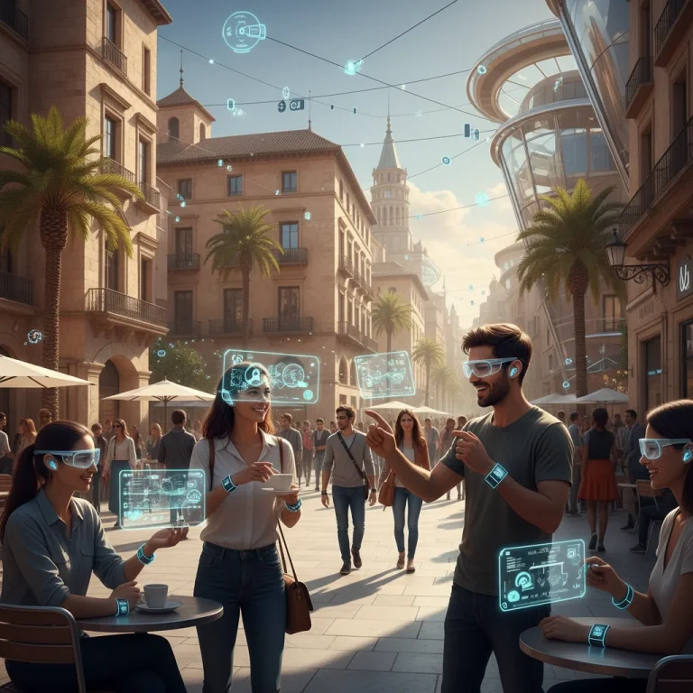 Futuro de los wearables en España, con personas utilizando dispositivos inteligentes