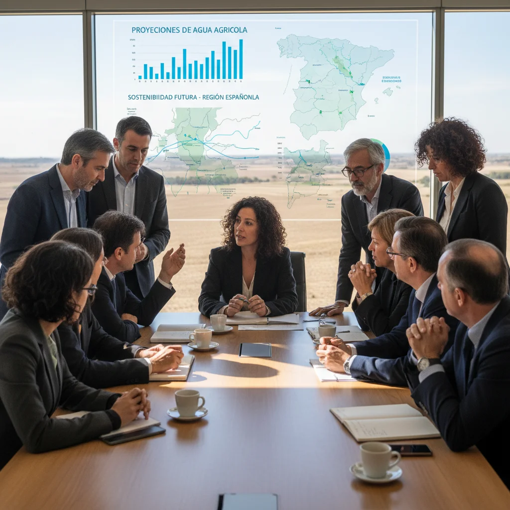 Expertos y políticos debatiendo soluciones para la gestión del agua agrícola en España